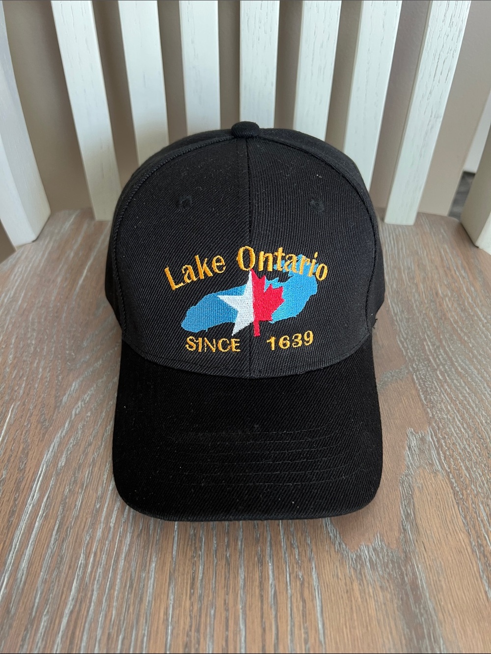 Lake Ontario Embroidered Black Baseball Cap